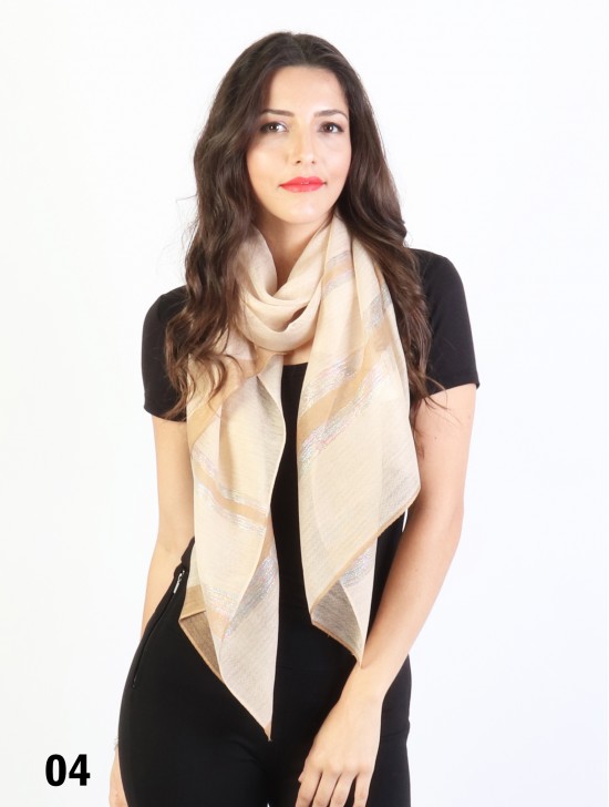 Solid Color Scarf with Wide stripes